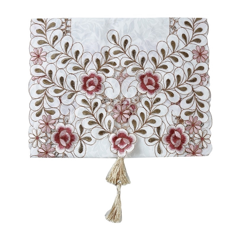 Mới Khăn Trải Bàn Vải Polyester Thêu Ren Hoa Trang Trí Tiệc Cưới