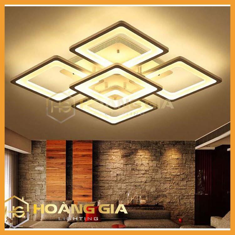 Đèn ốp Trần - Mâm Ốp Trần Ô Vuông - Đèn Led Ốp Trần Phòng Khách Hiện Đại- Tặng Kèm Điều Khiển Từ Xa Bảo Hành 12 Tháng