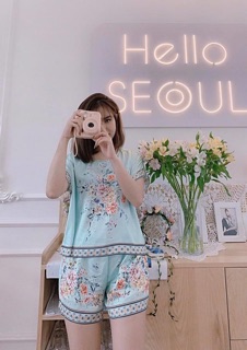 BỘ LỤA ĐÙI XANH HOA CAO CẤP