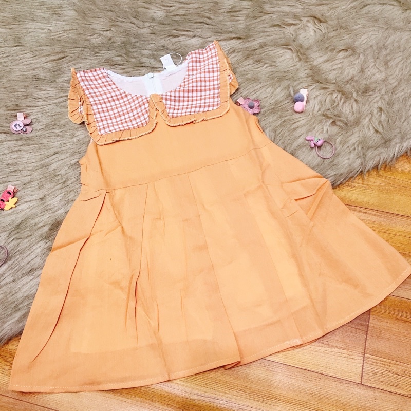 Váy Đầm Bé Gái Cổ Bèo Cảo Tiểu Thư 6-15kg