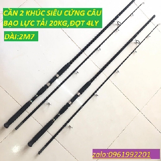 CẦN CÂU CÁ GREAT WHITE 2 KHÚC SIÊU CỨNG TẢI CÁ 20K- CÂU BẠO LỰC DÀI 2M7-ĐỌT 4LY