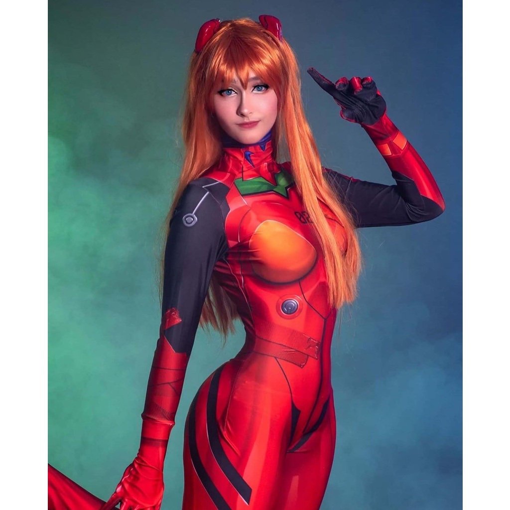 Halloween Woman Asuka Cosplay Costume Zentai Fullbody Anime 3.0 Asuka Langley Soryu Áo liền quần Phù hợp với Bodysuit Người lớn Trẻ em