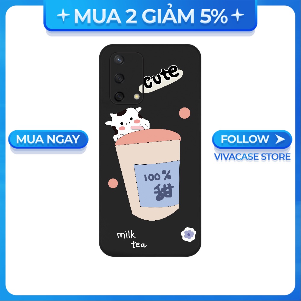 Ốp lưng OPPO A1K/A3S/A54/A94/F9/ ....dẻo cạnh vuông bảo vệ camera hình Milk Tea