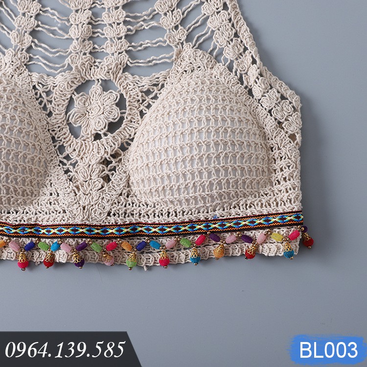 Áo bikini len móc đi biển cực xinh, sợi len cotton dai khỏe, thoáng mát, hàng đẹp giá tốt, mẫu mới 2022 | BL003