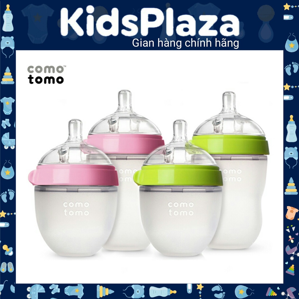 Bình Sữa Comotomo 150ml/250ml 💖 Silicon Siêu Mềm 💖 TẶNG KÈM TAY CẦM SIÊU XINH