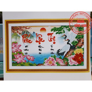 Tranh thêu chữ thập phúc lộc thọ X8075