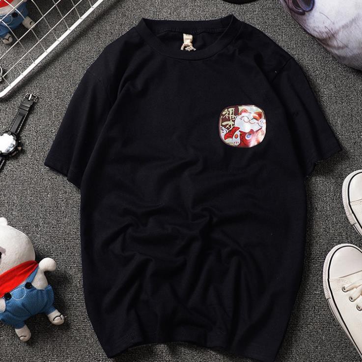-HOT- Áo thun Tay Lỡ Unisex Nam Nữ Mèo Maneki Neko Siêu Kute - SALE SỐC