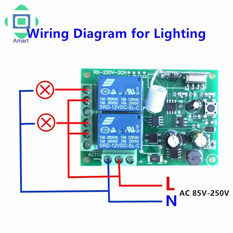 Mô đun/Điều khiển từ xa 433 Mhz 220v 2ch chất lượng cao