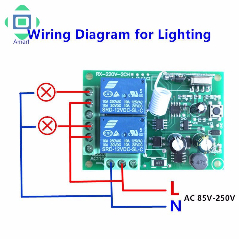 Bộ Rơ Le Điều Khiển Từ Xa Thông Dụng 433 Mhz 220v 2ch Kèm Mô Đun Rf 433mhz