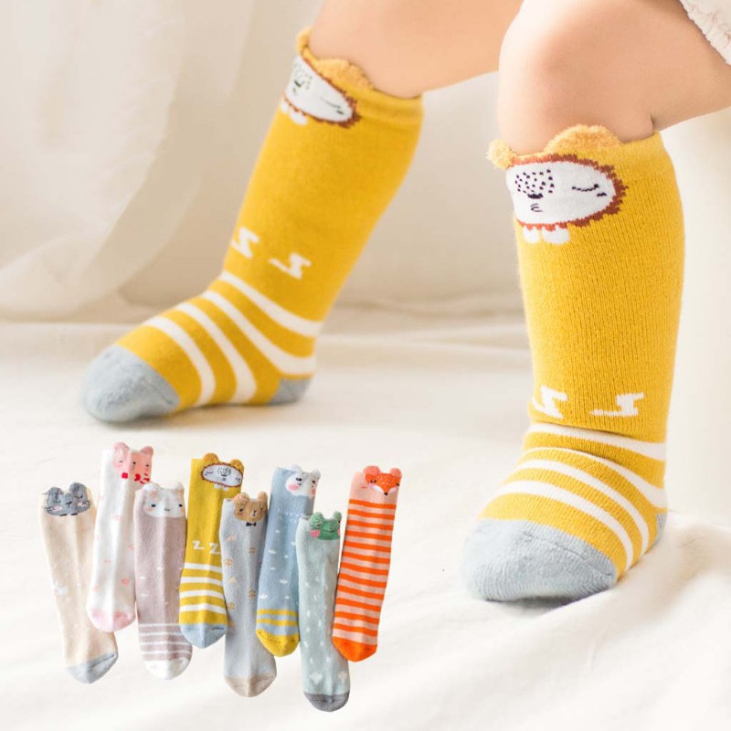 Set 3 Đôi Tất Cổ Cao Hình Thú Đáng Yêu Cho Bé