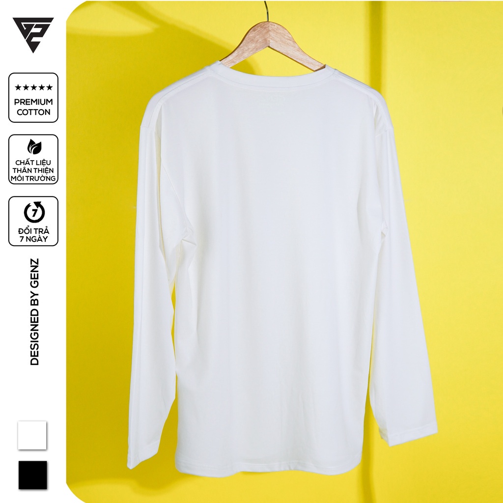 Áo thun trơn dài tay GENZ Premium Cotton phông Unisex form rộng oversize màu đen - Hàng nhập khẩu 😍