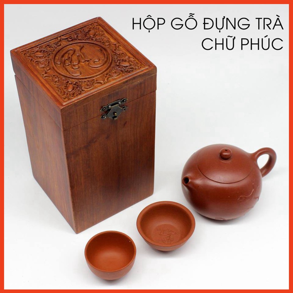 Hộp trà chữ phúc-Hộp đựng trà gỗ 10x10x20