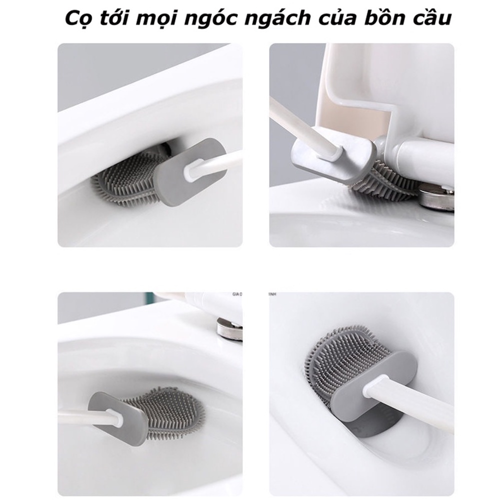 Chổi vệ sinh bồn cầu toilet, vệ sinh nhà tắm, cọ silicon siêu sạch tiện lợi GD98