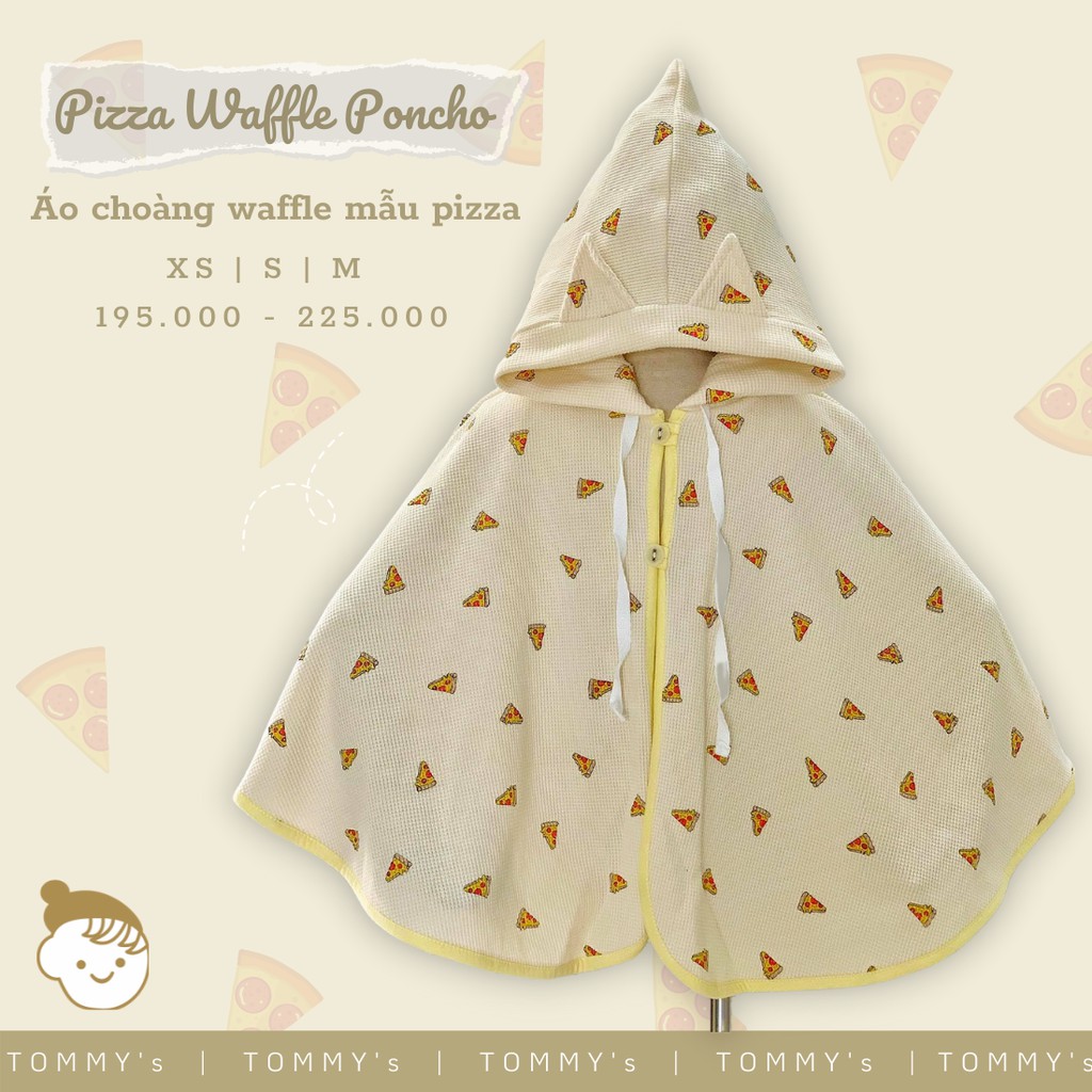 Áo Choàng Cho Bé Trai Bé Gái Thun Tổ Ong Waffle Hoạ Tiết Phô Mai Nền Xanh Nhạt 🧀/ Pizza Nền Kem Vàng 🍕