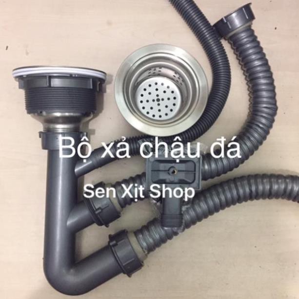 BỘ XẢ CHẬU,BỒN RỬA CHÉN BÁT ĐÔI (2 HỘC) INOX 304 phi 90