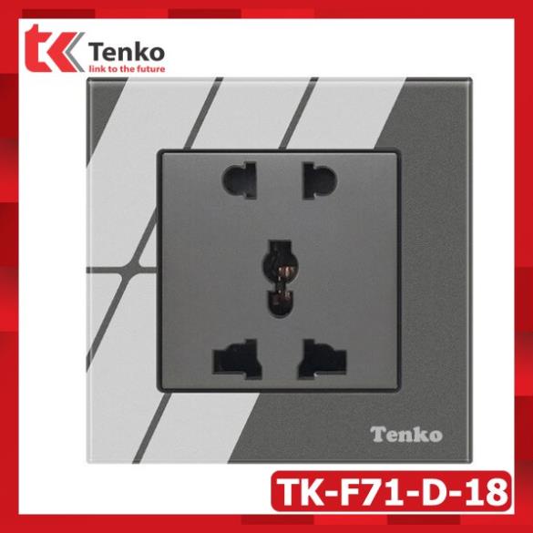 Ổ Cắm Đôi 3 Chấu Âm Tường Mặt Kính Cường Lực Cao Cấp TK-F71-D-18 Màu Xám