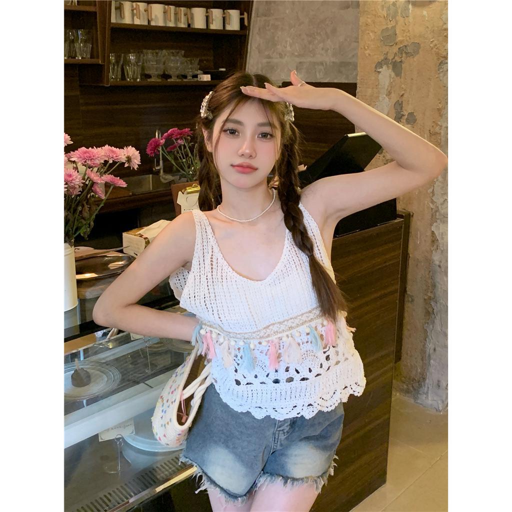 Lalisas Áo Dệt Kim Không Tay Khoét Rỗng Phong Cách Bohemian Cổ Điển Thời Trang Dành Cho Nữ