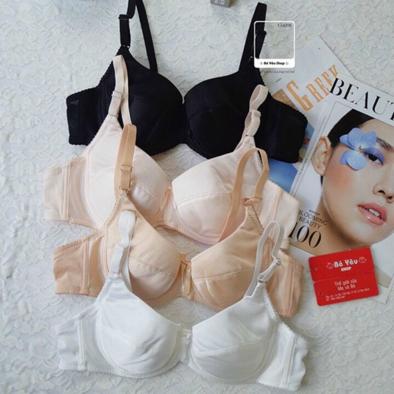 Áo lót satin có gọng không đệm lót cotton cao cấp - vòng chân ngực bé cup a