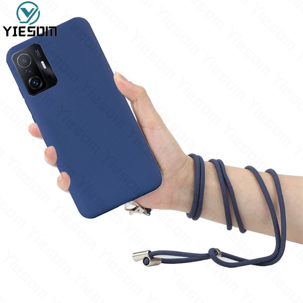 Ốp Điện Thoại TPU Màu Kẹo Có Dây Đeo Cổ Cho Xiaomi Mi 12 11T 11 Lite 10T Pro