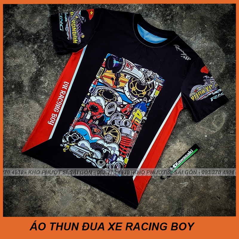 Kho Sỉ SG - Áo thun xe máy nam VN Racing Boy Chibi - Áo thun T-shirt Racing 3D đua xe cao cấp