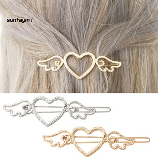 SUN☼Vintage Hollow Love Heart Angel Wing Women Hairpin Hair Clip Metal Barrette
