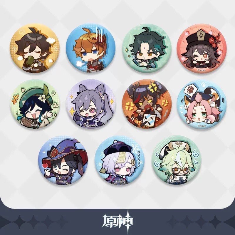 bộ 11 huy hiệu genshin impact đường kính 5,8cm/  pin cài game genshin impact chibi