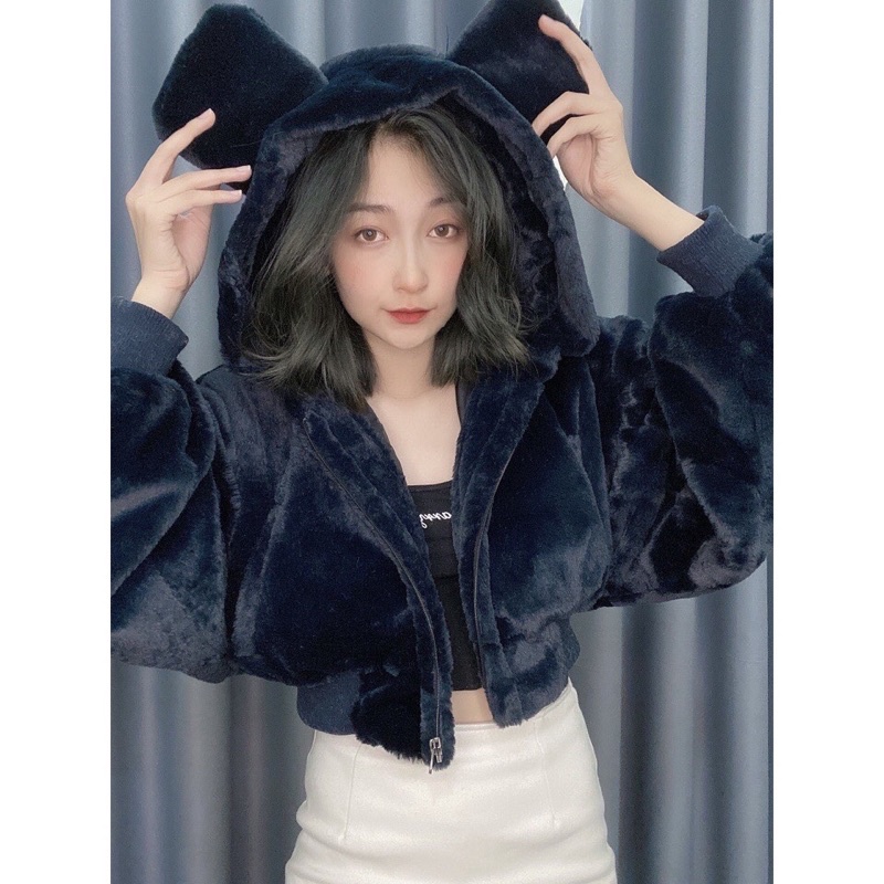 Áo lông cho nữ dáng ngắn sang chảnh ảnh thật.