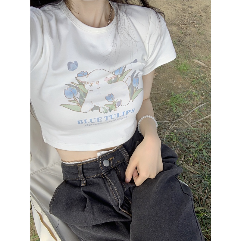 Áo Thun Nữ Ngắn Tay Cổ Tròn Gợi Cảm