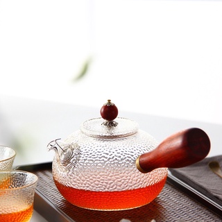 Ấm thuỷ tinh sần cán gỗ 350ml