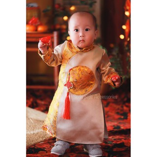 Áo dài cho bé gấm Mộc Long