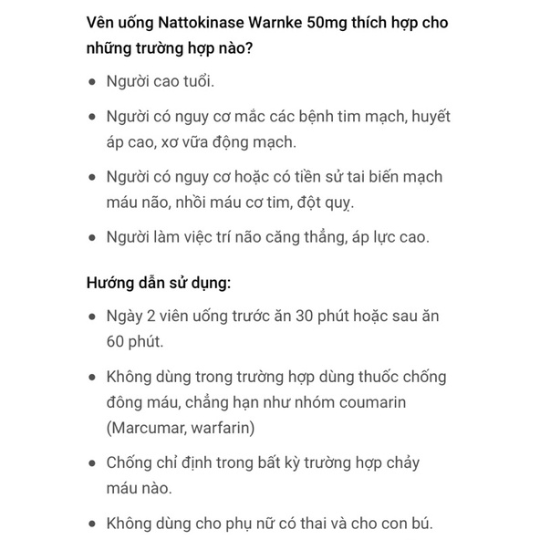 Viên uống chống đột quỵ tai biến mạch máu não Warnke Nattokinase,60v