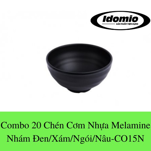 Combo 20 Chén Cơm Nhựa Melamine Nhám Đen/Ngói/Xám/Nâu