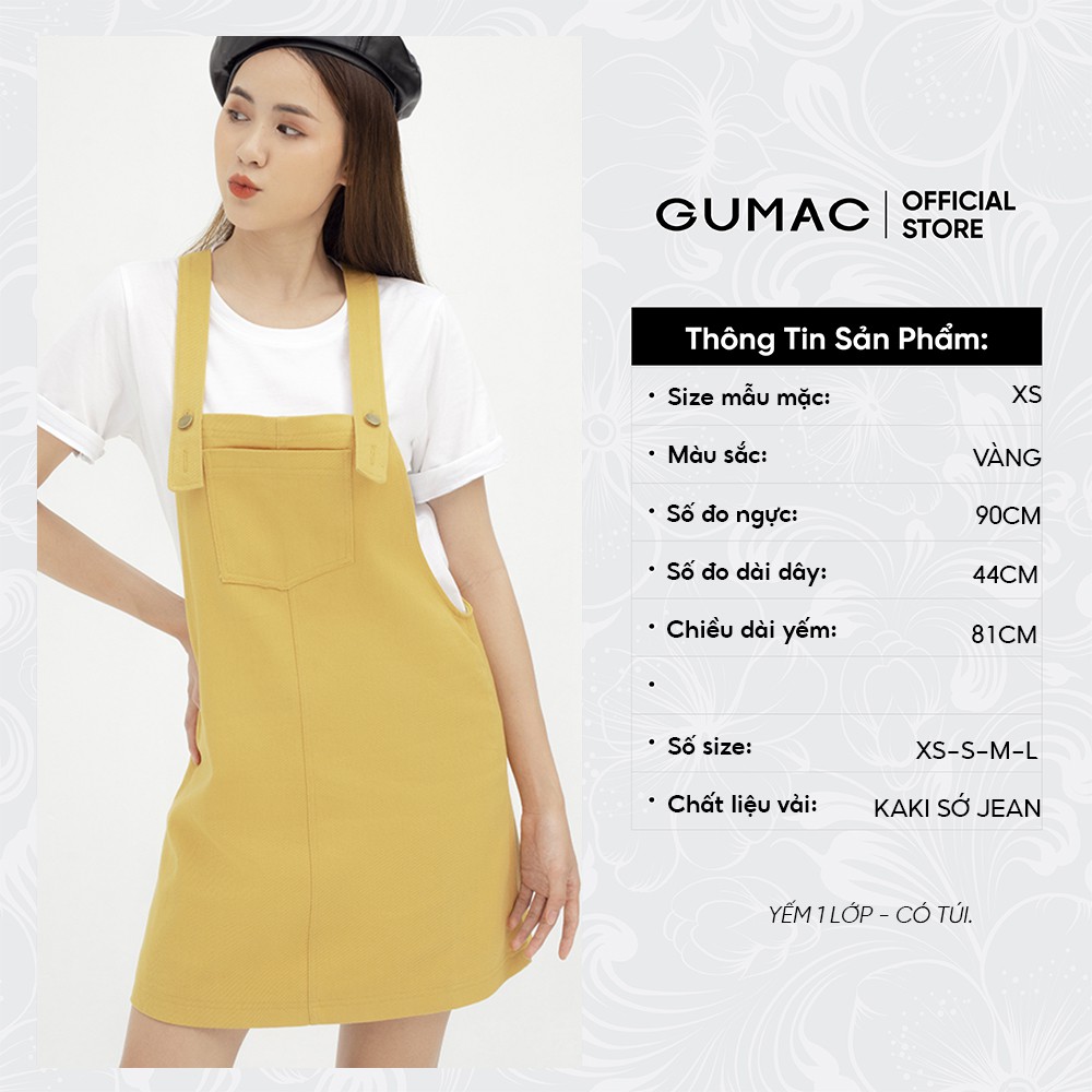 [Mã WABRG208 giảm 10% tối đa 50k đơn từ 250k] Yếm kaki sớ jean phối túi GUMAC nhiều màu cá tính DB445 | BigBuy360 - bigbuy360.vn
