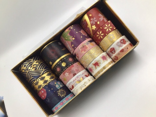 Washi set 20 cuộn họa tiết nhũ