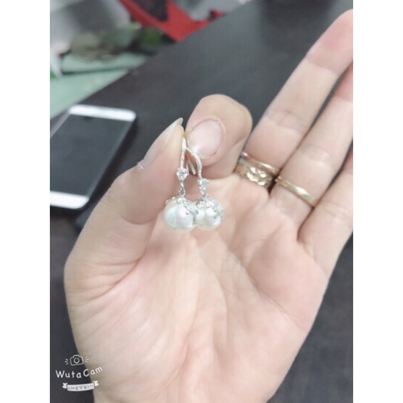 Bông tai nữ móc trai - hàng bạc ta dày dặn