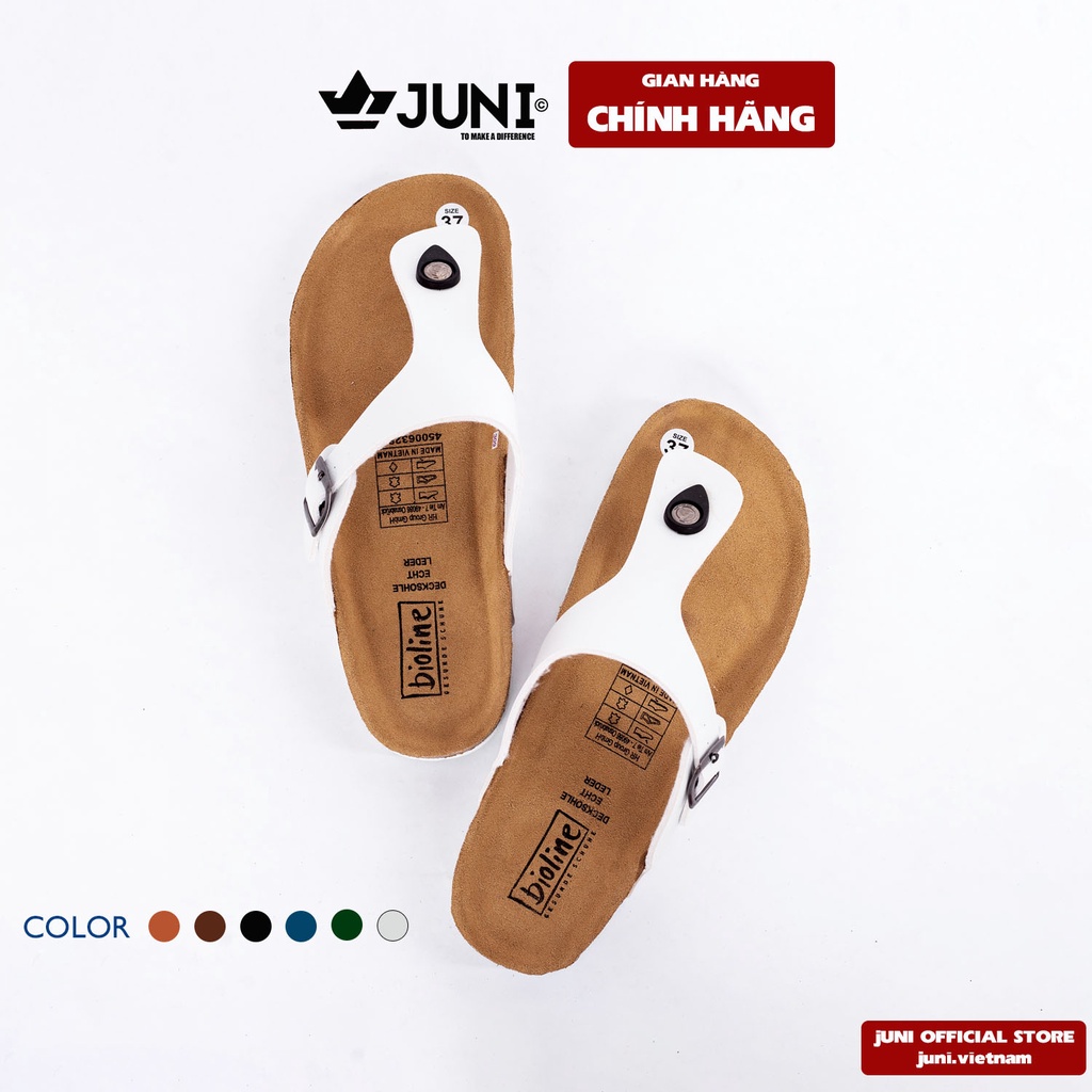 [DA BÒ THẬT] W07-Dép da bò xỏ ngón Birken Bioline Unisex (Đế trấu) - Juni Store