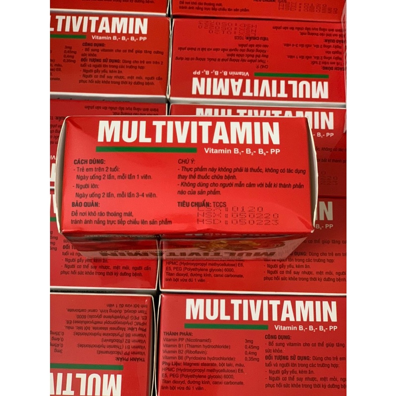 MULTIVITAMIN hộp 100 viên- Bổ sung Vitamin B1 - B2 - B6 - PP cho cơ thể
