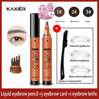 [Hàng mới về] Bút nước kẻ lông mày Kaxier kèm 3 khuôn tô và dao tỉa lông mày chống nước