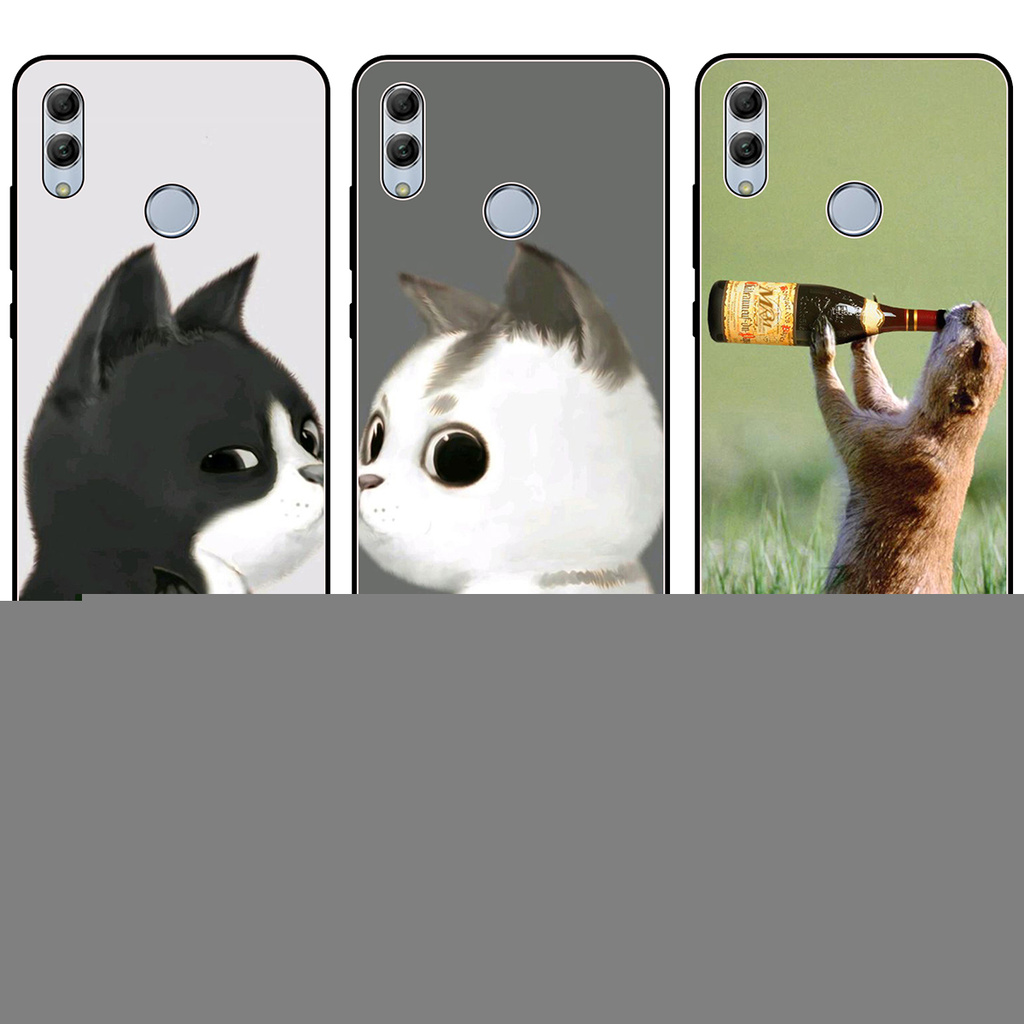 Huawei Honor 10 10i 10Lite P Smart + 2019 Cartoon Cat Fish Panda Wolf fashion soft edge new protective case