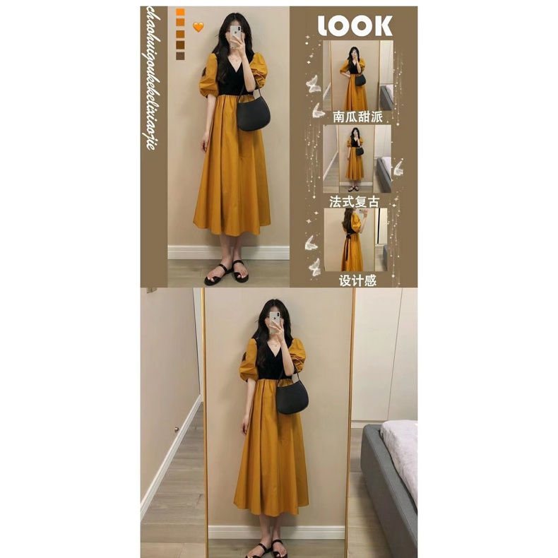 Đầm Tay Ngắn Phong Cách Hong Kong Thời Trang Mùa Hè Kiểu Mới