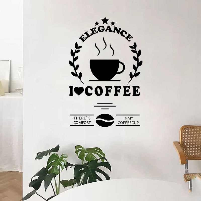 Miếng dán tường trang trí nội thất chữ I Love Coffee