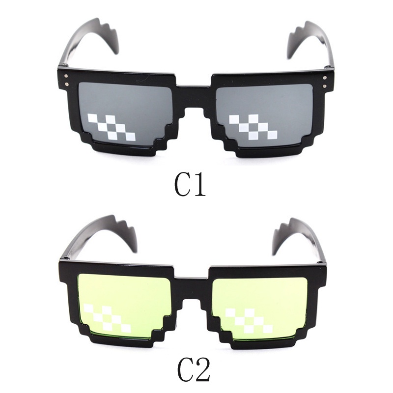 Mắt kính vuông pixel mosaic phong cách thug life hai chiều vui nhộn cá tính hiphop dành cho nam nữ