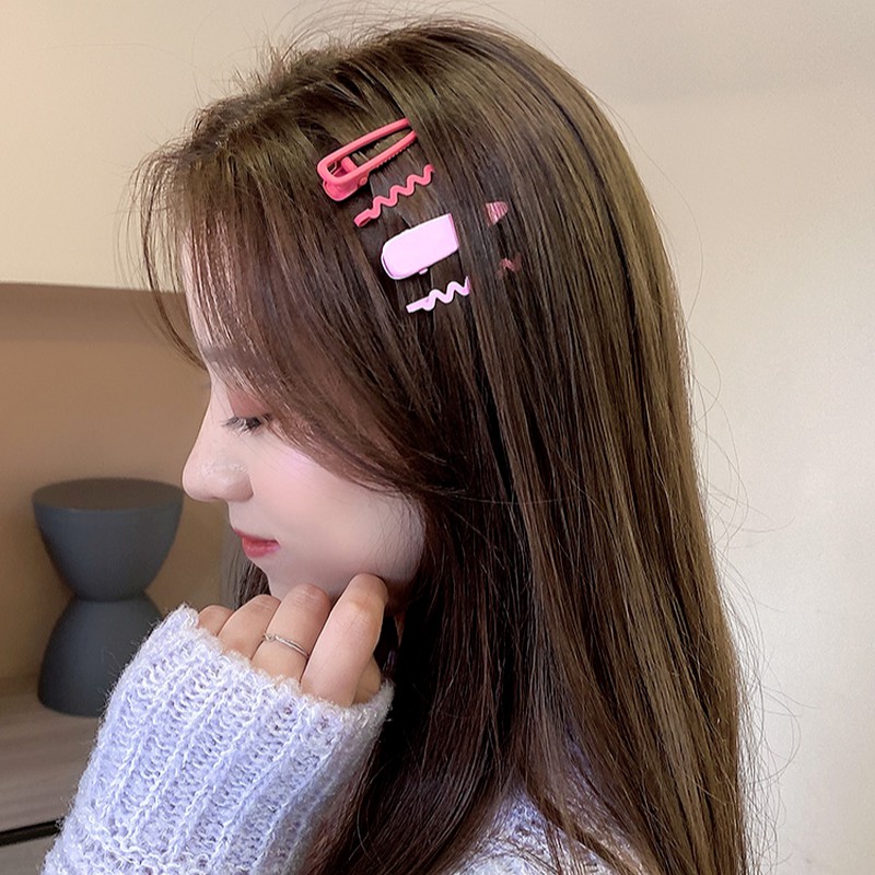 Set 4 Kẹp Tóc Gợn Sóng Nhiều Màu Xinh Xắn Phong Cách Hàn Quốc