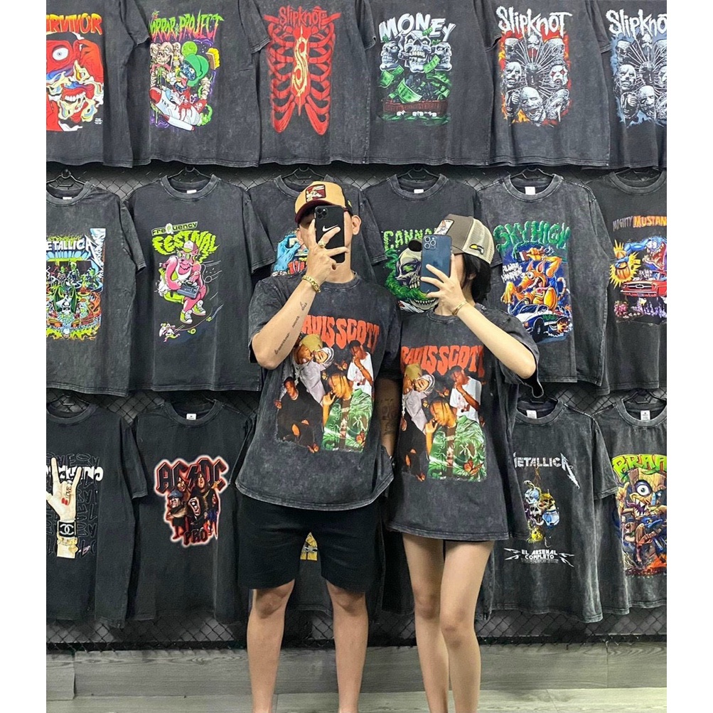 Áo thun tay lỡ Wash Xám đen Hip Hop phông Unisex nam nữ Cotton oversize form rộng
