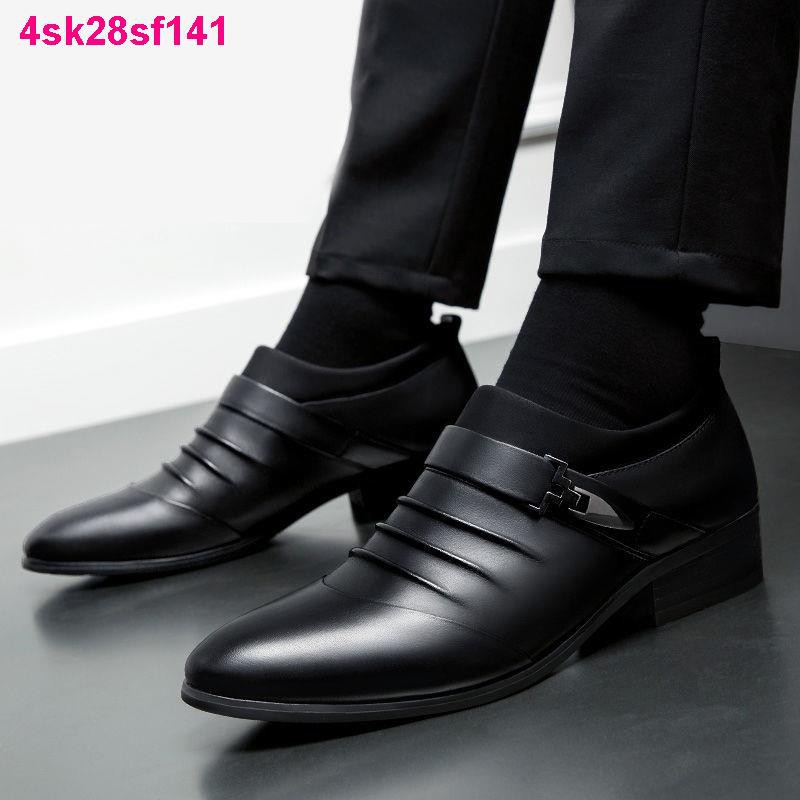 giày dép namgiày da nam công sở trang trọng mang mũi nhọn thanh niên Hàn Quốc thông thường thoáng khí đen đi là