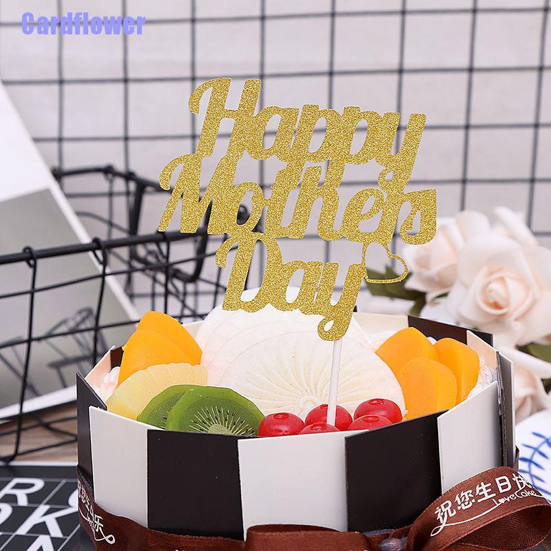 1 Que Cắm Trang Trí Bánh Cupcake Hình Chữ Happy Mother 's Day