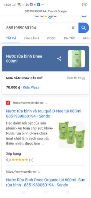 Nước rửa Bình Sữa D-nee Organic túi 600ml