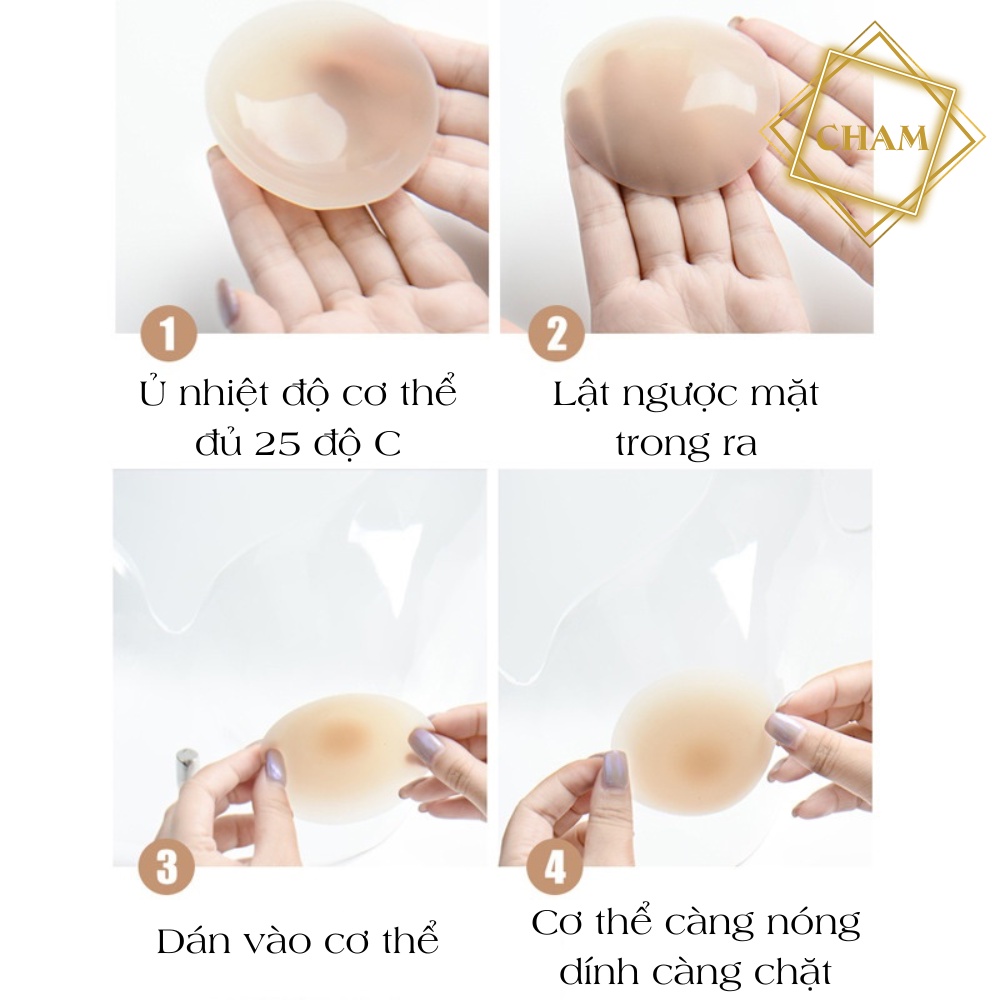 Miếng dán ngực sinh nhiệt tự thân cao cấp Cham miếng dán nhũ hoa silicon siêu bám dính chống nước NP Covers