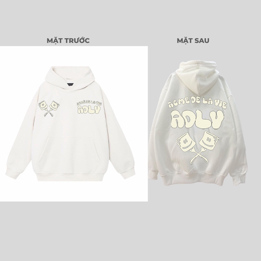 Áo Hoodie có Khóa (Hoodie Zip) và Hoodie Thường ADLV Mashmallow chất liệu nỉ bông cực ấm