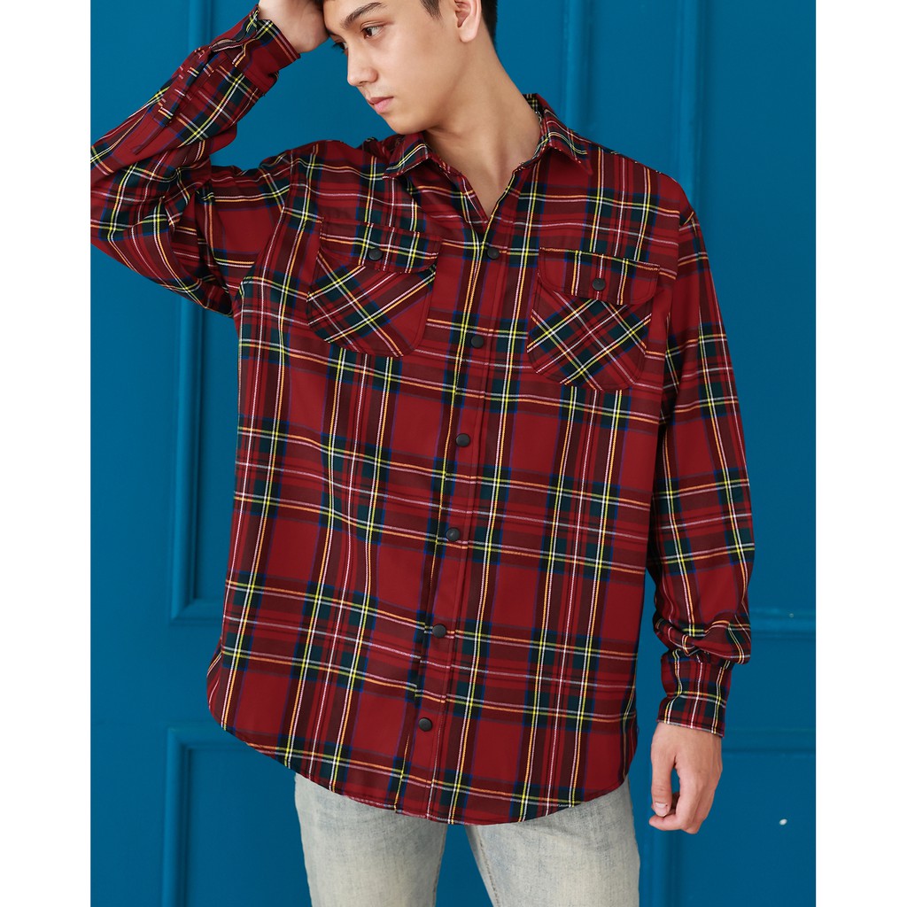 ÁO SƠ MI FLANNEL SỌC MÀU ĐỎ